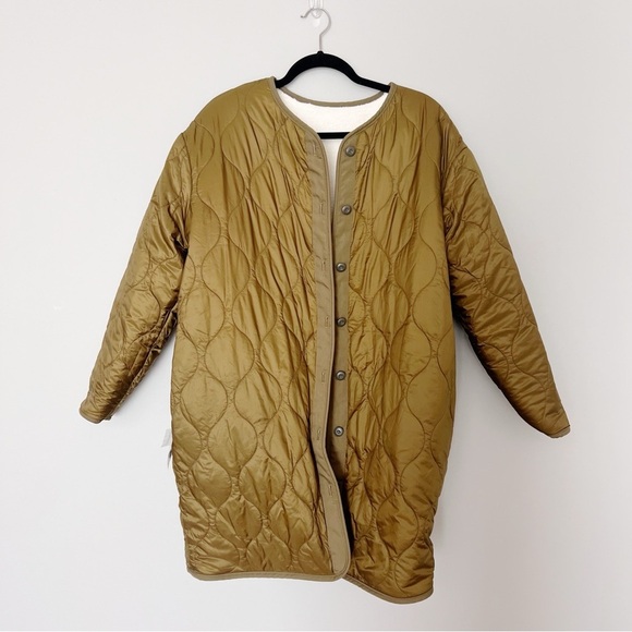 The Mother Jacket Coat Sherpa Cocoon Reversible Oversized New OS earthy granola - Picture 4 of 7